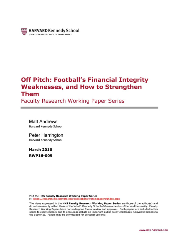 Off Pitch: Football’s Financial Integrity Weaknesses, and How to Strengthen Them